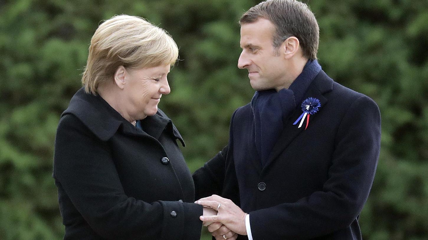 Merkel und Macron gedachten dem Weltkriegsende 1918 auf einer Waldlichtung in Nordfrankreich, auf der der Waffenstillstand vor 100 Jahren unterschrieben wurde.