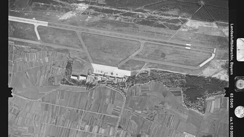 1963 ist die Startbahn schon 2300 Meter lang. Der Nürnberger Flughafen wächst immer weiter.