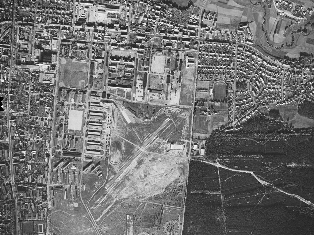 Die amerikanischen Ferris Barracks dominieren am 25.10.1963 das Stadtbild Erlangens.