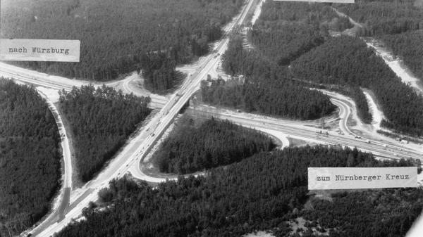 Eine Luftaufnahme der Ausfahrt Nürnberg-Nord aus dem Jahre 1979.