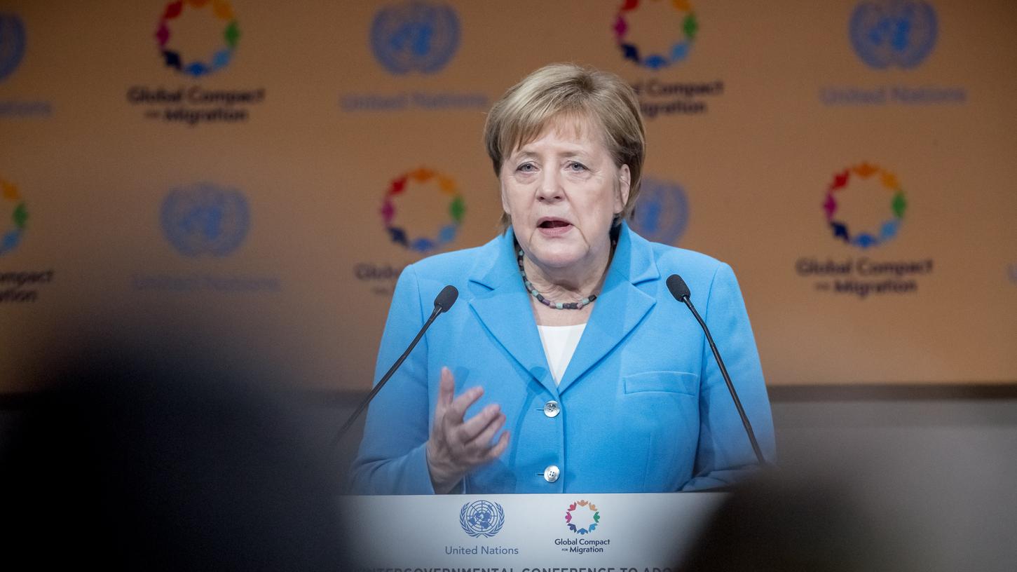 Auch Bundeskanzlerin Angela Merkel sprach bei der UN-Konferenz in Marrakesch, auf der die Vereinten Nationen am Montag dem Migrationspakt zugestimmt haben.