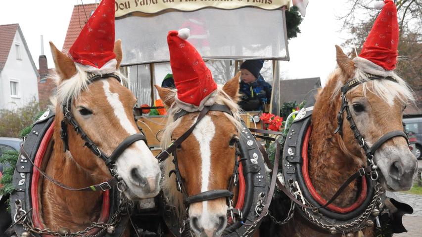 Die Fahrt mit der Pferdekutsche ist sehr beliebt beim Puschendorfer Adventsmarkt.