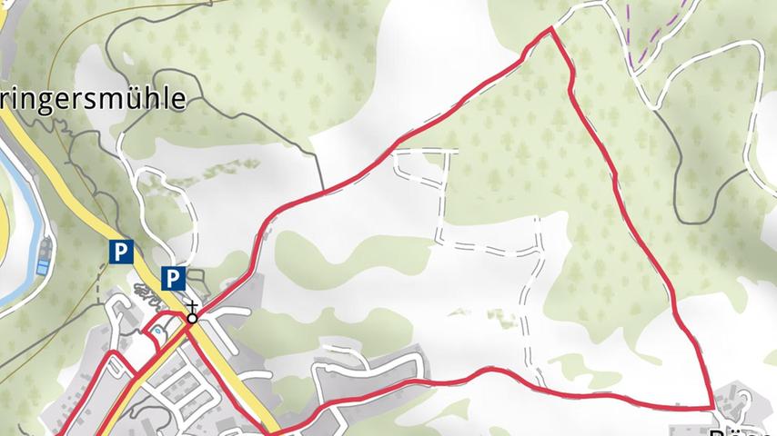 Insgesamt fünf Kilometer lang ist die Rundwanderung um den Wallfahrtsort Gößweinstein. Trotz zweier Anstiege ist die Winterwanderung leicht zu schaffen.
