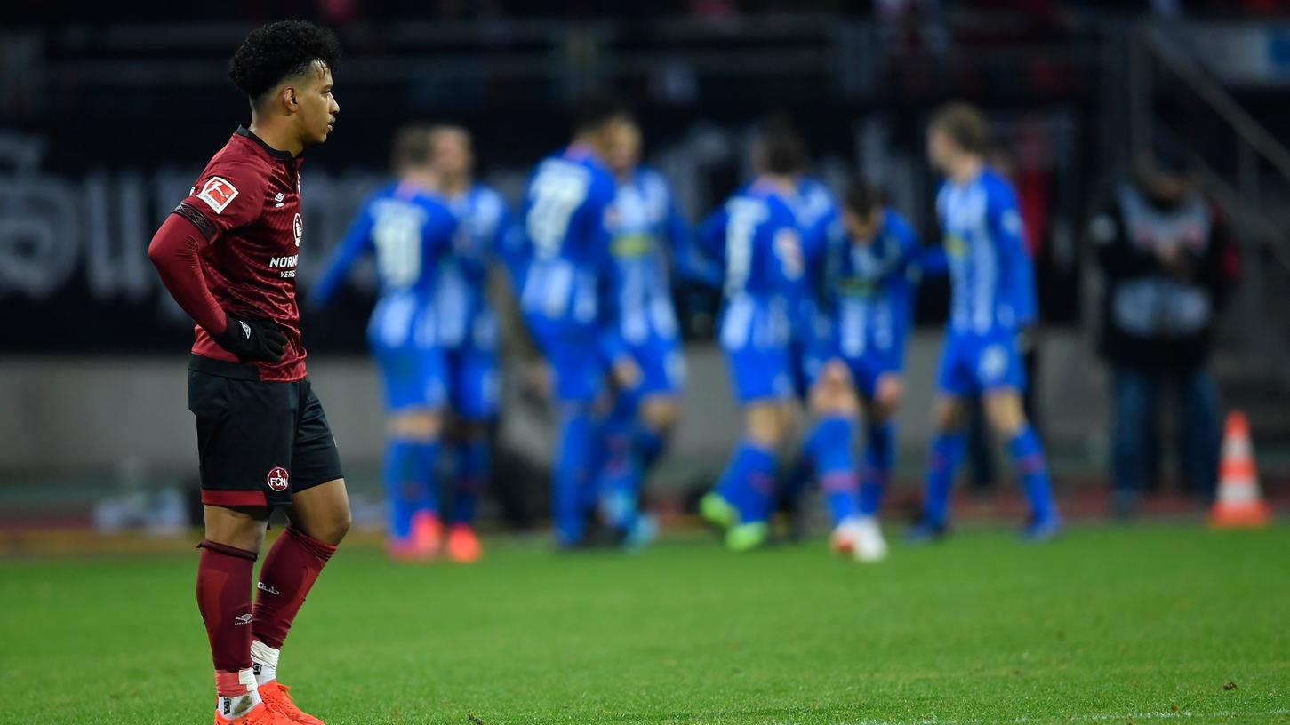 Frust beim FCN und Matheus Pereira: Der Club musste sich zum Auftakt der Rückrunde Hertha BSC Berlin mit 1:3 geschlagen geben.