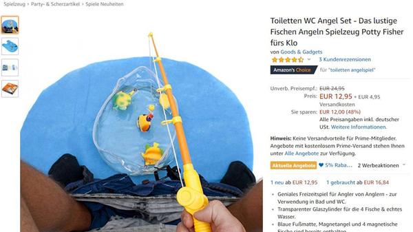 Sieben Stunden sitzen Männer pro Jahr auf der Toilette, ergab eine britische Studie im September 2018 - angeblich einfach nur, um ihre Ruhe zu haben. Eine andere Möglichkeit: Sie angeln. 12,95 Euro kostet dieses WC-Angel-Set bei Amazon. Nützlich, wenn es mal wieder länger dauert. Anmerkung: Diese Bildergalerie wurde 2019 erstmals veröffentlicht. Es ist also möglich, dass es manche Produkte nicht mehr gibt oder sich die Preise geändert haben.