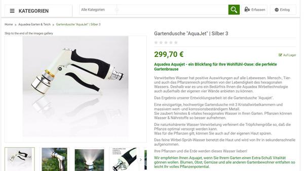 Und da Sie durch ihr verwirbeltes Trinkwasser nicht nur sich selbst, sondern auch ihre Pflanzen glücklich machen sollten, gibt es die Technologie auch für die Gartenpflege. Weniger als 300 Euro kostet das Vergnügen, Ihren Nachbarn mit ihrem verdammt grünen Gras und ihren Beeten voller gut gelaunter Pflanzen zu schockieren! Genießen sie die Verwirrung in seinem Gesicht, wenn er sich immer wieder fragt, wie zum Teufel Ihre Gartenbrause derart "feines und vitales hexagonales Wasser" in ihren Garten zaubern kann!