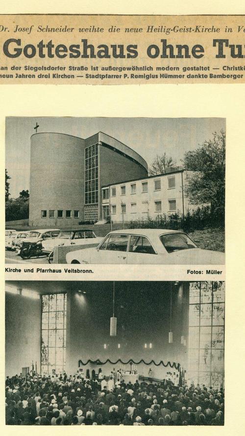 Natürlich berichteten auch die Fürther Nachrichten von der Einweihung der neuen Kirche im Jahr 1964.