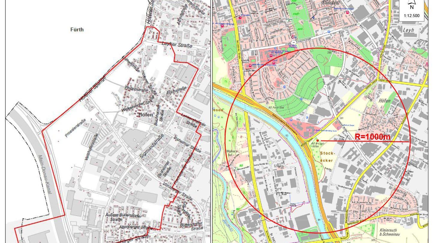 Zumindest in Fürth waren Anwohner irritiert: links der Evakuierungsplan der Stadt Nürnberg, rechts der der Stadt Fürth.