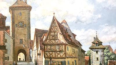 Elias Bancrofts Gemälde des Plönleins entstand um 1900 und befindet sich heute im Kriminalmuseum.