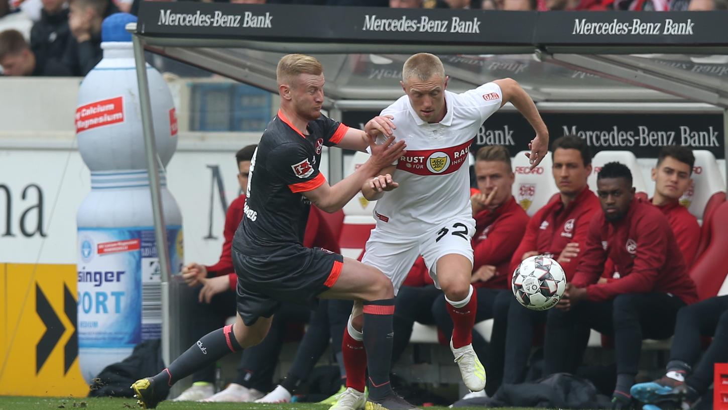 Reha war gestern: Sebastian Kerk - seit ein paar Wochen wieder eine feste Größe beim Club - und sein FCN wollen Stuttgart noch vom Relegationsplatz schieben.