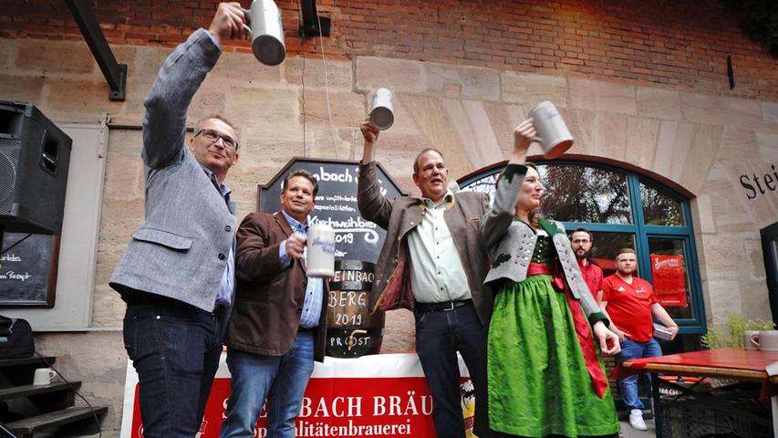Die Bierprobe im Jahr 2019 war eine ganz besondere. Denn in diesem Jahr - nach dem Aus der Brauerei Kitzmann - liefert Steinbach das einzige Bier auf der Bergkirchweih, das auch wirklich noch in Erlangen gebraucht wird.