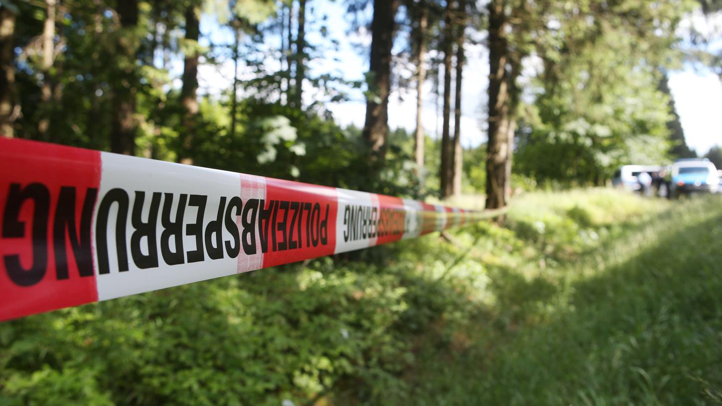 In einem Waldstück bei Rodacherbrunn in Thüringen entdeckte ein Pilzsammler im Sommer 2016 Skelettteile der vermissten Peggy. Die Polizei umzäunte das Gelände.