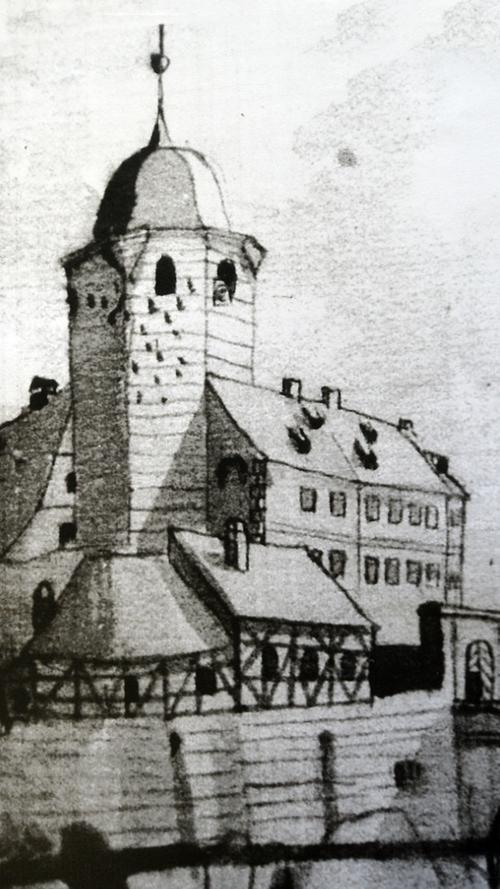 Eine alte Zeichnung, wie das Schloss einmal ausgesehen hat, hat Tannenberg in historischen Unterlagen gefunden.