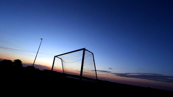 Fußball, Tor, Dämmerung, Nacht