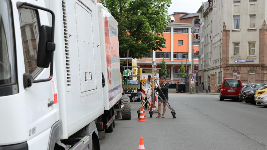 Mit Kran samt Lichtanlage: Tatort-Dreh in der Nürnberger Zeltnerstraße