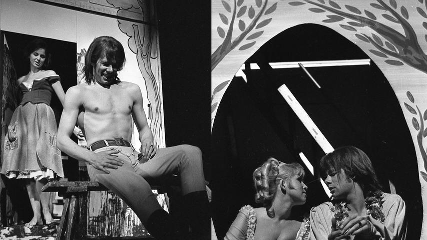 Die erste Liebschaft und die große Liebe des Tom Jones: Achim Thorwald mit Marion Schweizer als Molly (links) und Inge Pedersen als Sophia Western.  Hier geht es zum Artikel vom 23. Juni 1969: "Die pompöse Pop-Parade"