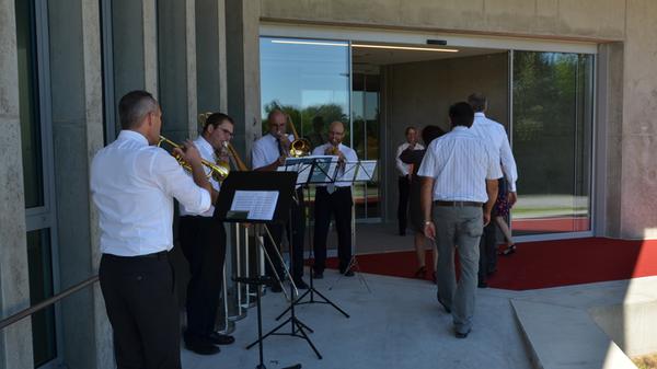 Das Bläserquartett empfing die Besucher bereits am Eingang musikalisch und gab später auch auf der Bühne im Saal sein bestes.