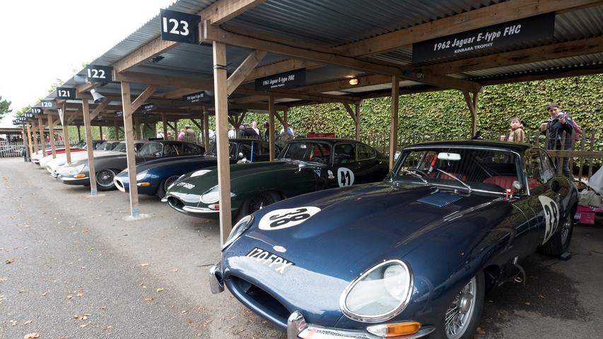 Noch ein Blick ins Fahrerlager: So viele Jaguar E-Types oder alte Aston Martins auf einem Fleck wird man wohl kaum ein zweites Mal auf diesem Planeten finden.