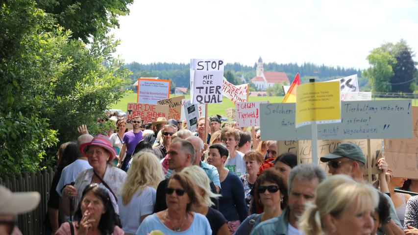 Hunderte Demonstranten protestieren gegen Viehhaltung bei Milchbauern