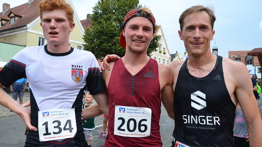 Die Sieger des Hobbylaufes von links: Jeremias Gerner, Moritz Luber und Toms Komass.