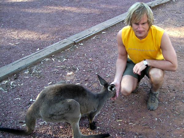 Bei einer mehrmonatigen Reise durch Australien fraß ihm dieses Känguru aus der Hand, streicheln ließ es sich allerdings nicht. Bei einer mehrmonatigen Reise durch Australien fraß ihm dieses Känguru aus der Hand, streicheln ließ es sich allerdings nicht.