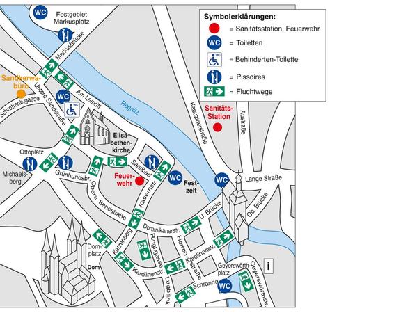 Zur Orientierung in der Innenstadt: der Lageplan der Sandkerwa.