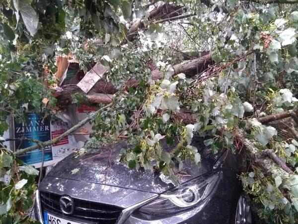 Bei dem Unwetter am Sonntagabend wurden in Mittelfranken auch zahlreiche Autos beschädigt.