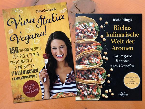 "Viva Italia Vegana!" von Chloe Coscarelli ist im Unimedica Verlag erschienen und kostet 24,80 Euro und "Richas kulinarische Welt der Aromen" von Richa Hingle ist im Unimedica Verlag erschienen und kostet 29,90 Euro.