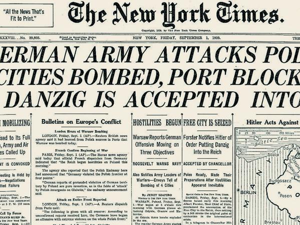 Propaganda: Die gelenkte NS-Presse musste den Begriff "Krieg" vermeiden und schrieb, wie hier die "Fränkische Tageszeitung", von einem "Gegenschlag".
