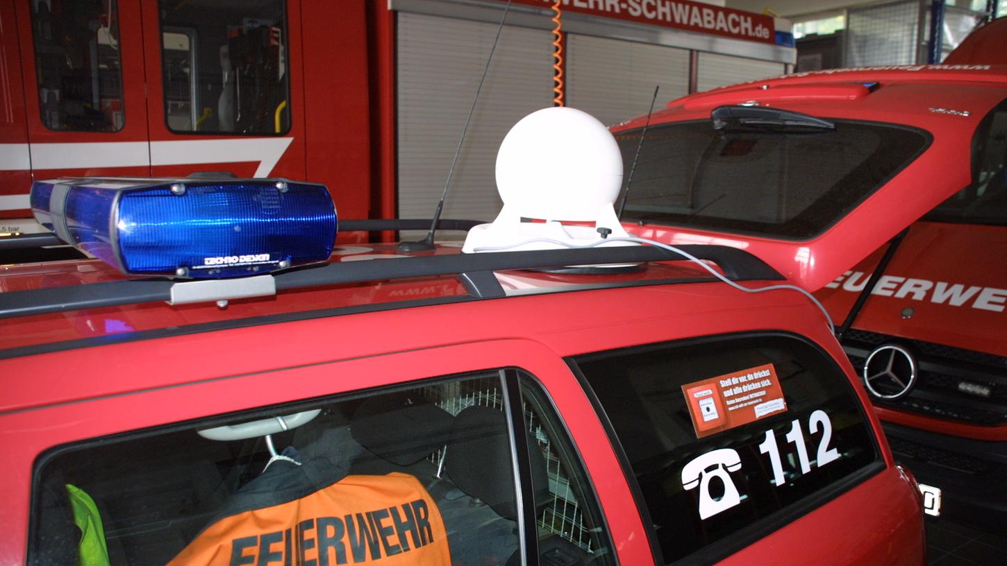 So sieht sie aus, die mobile Sirene auf dem Dach eines Autos der Schwabacher Feuerwehr.