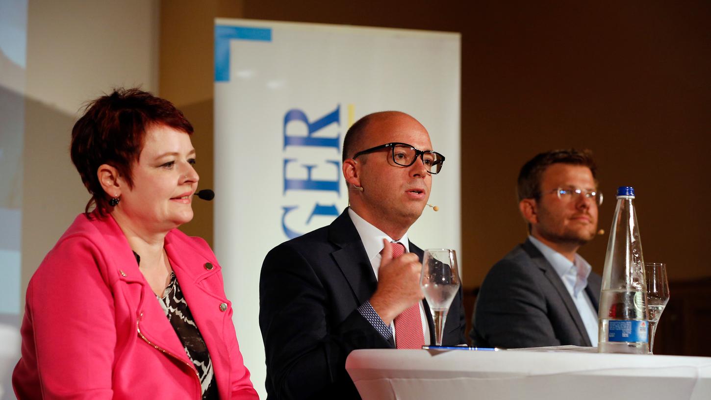 Beim NN-Forum trafen Verena Osgyan (Grüne), Thorsten Brehm (SPD) und Marcus König (CSU) zum ersten Mal als Oberbürgermeisterkandidaten aufeinander.