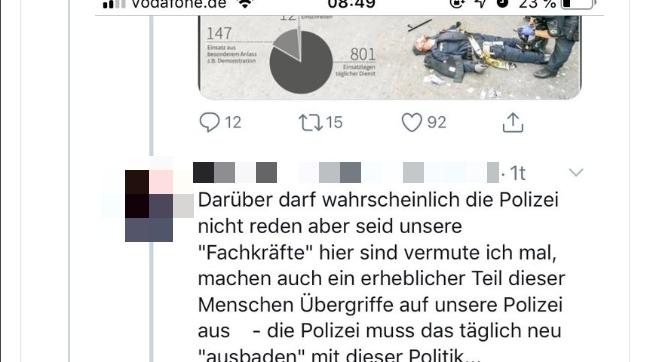 Antwort der Polizei Mittelfranken auf Twitter.