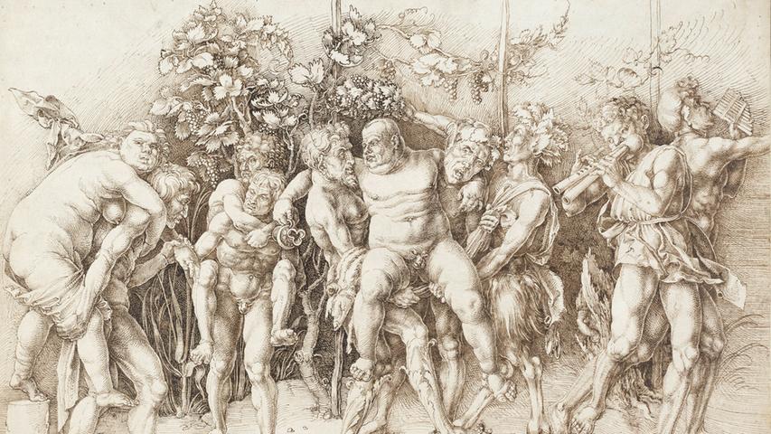 Ein Frühwerk Dürers nach Andrea Mategna: Das Bacchanal mit Silen aus dem Jahr 1494.