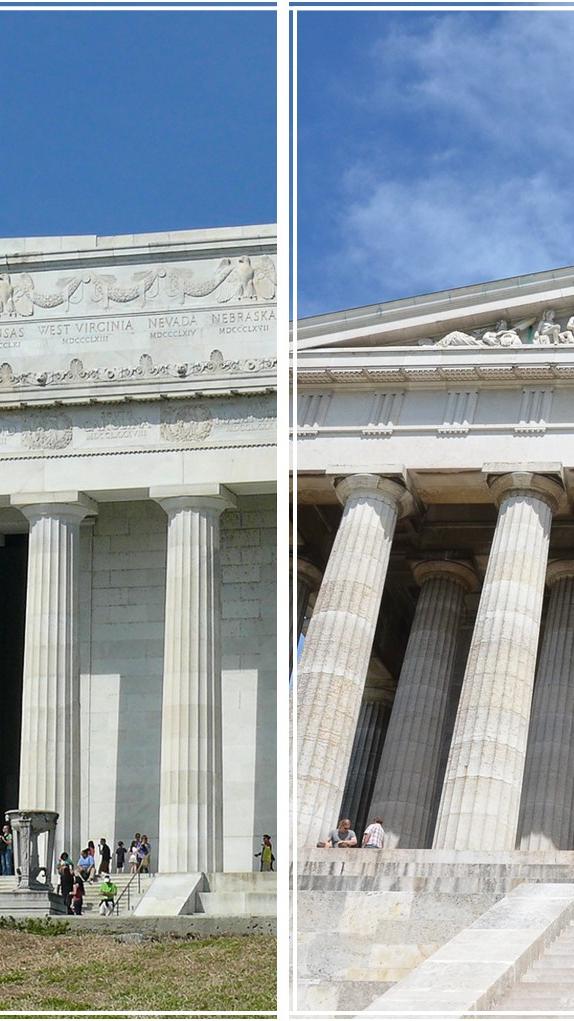 Ein Monument gegen Sklaverei Als 16. Präsident der USA hat Abraham Lincoln das Land geprägt wie kaum ein anderer Präsident der Vereinigten Staaten. Zu seinen Ehren wurde zwischen 1915 und 1922 das Lincoln Memorial in Washington D.C. errichtet. Die 36 Säulen, die das Gebäude umgeben, repräsentieren die 36 US-amerikanischen Staaten zur Amtszeit Lincolns. An der Nordseite des Memorials ist Lincolns zweite Antrittsrede (1865) zu lesen. Die Südseite zeigt hingegen die berühmte Gettysburg-Rede. Dort können Besucher außerdem die 5,80 m hohe Statue des sitzenden Lincoln bewundern. Der damalige Präsident war unter anderem verantwortlich für die Abschaffung der Sklaverei in den USA, weshalb Martin Luther King seine berühmte “I have a dream”-Rede auch an genau diesem Ort hielt. Gedenkstätte der Deutschen Nahe Regensburg thront über der Donau eine besondere Gedenkstätte: In Erinnerung an bedeutende Menschen und Gruppen aus der germanischen Sprachfamilie wurde die sogenannte Walhalla bereits 1842 eröffnet. Damals erinnerten 96 Büsten und 64 Gedenktafeln an heldenhafte Taten deutschsprachiger Persönlichkeiten. Benannt ist das Walhalla nach dem aus der nordischen Mythologiestammenden Ruheort gefallener Krieger. Wer also nicht in die USA reisen will, sollte in jedem Fall seinem geschichtsträchtigen deutschen Zwilling einen Besuch abstatten.