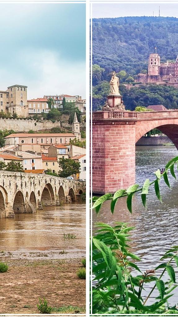 Über die Brücke von Béziers musst du gehen Im warmen Süden von Frankreich, nur 14 km von der Mittelmeerküste entfernt, liegt die Stadt Béziers. Sie grenzt direkt an den Fluss Orb, der von der berühmten Brücke “Pont Vieux” (Alte Brücke) überführt wird. Vom anderen Ufer haben Besucher einen perfekten Blick auf die ehemalige Kathedrale St. Nazaire, die über der Stadt thront. Einst residierten dort die Bischöfe der Stadt. Die Schlossruine von Heidelberg Genau wie im französischen Béziers müssen Besucher zunächst den Neckar über die Alte Brücke überqueren, bevor sie den Blick auf die Altstadt genießen können. Als Wahrzeichen der Stadt thronen die Heiliggeistkirche und die Schlossruine erhabenüberHeidelberg und kreieren damit ein Bild, das dem in Béziers wohl kaum ähnlicher sein könnte. Einst gastierten in der heutigen Schlossruine die Kurfürsten der Pfalz, bis Soldaten von Ludwig XIV. das Schloss um 1689 zerstörten. Bis heute wurde es nie vollständig restauriert.