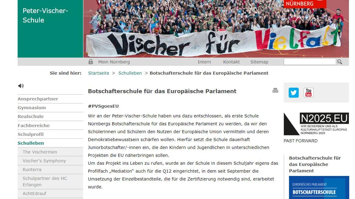 Als EU-Botschafterschule will die Peter-Vischer-Schule in Nürnberg das Demokratiebewusstsein der Kinder und Jugendlichen stärken.