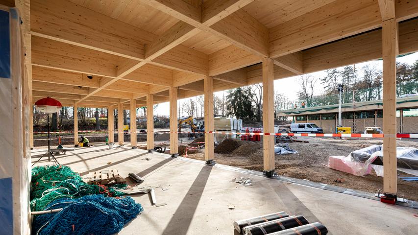 Das Zentralgebäude von Home Ground wird wie alle anderen Elemente in Holzbauweise errichtet.