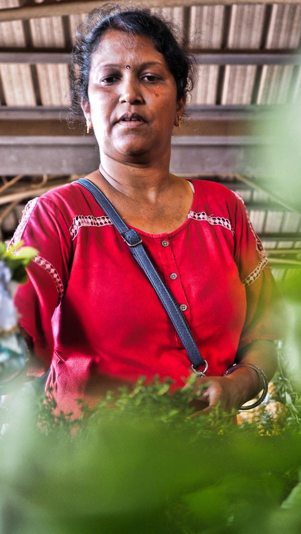 Eine Marktfrau auf dem Flacq-Centralmarket.