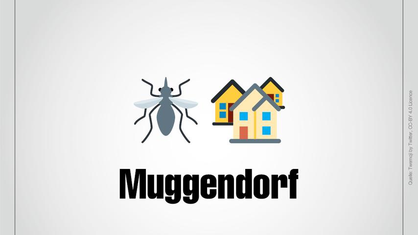 Eine Mücke und wenige Häuser: Das ist Muggendorf.
