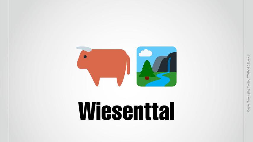 Wiesenttal: Das Wisent schreibt sich zwar ohne ie, aber lautmalerisch besteht Wiesenttal aus einem Wisent und einem Tal.
