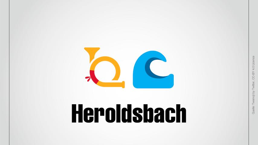 Heroldsbach. Der Herold war im Mittelalter der offizielle Bote eines Lehnsherrn - das Posthorn und der Bach ergibt Heroldsbach.