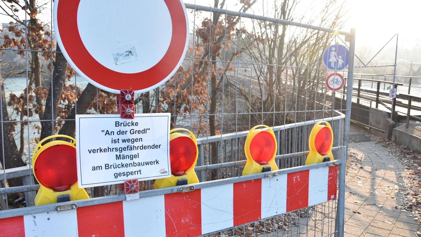 Rednitz-Brücke in Roth wird repariert