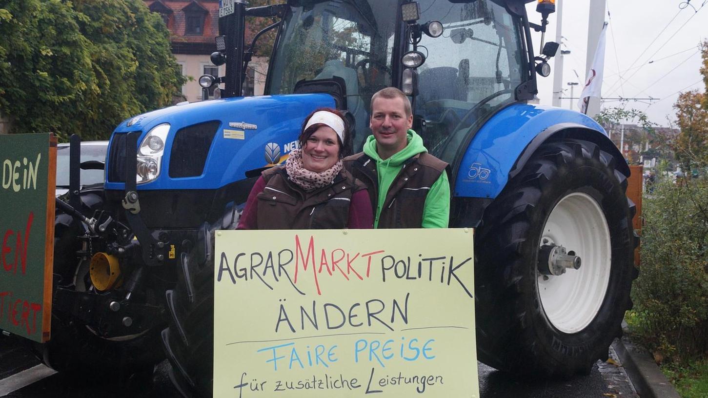 Die Landwirte Ramona und Dominik Herrmann fordern faire Preise für Qualität aus der Region.