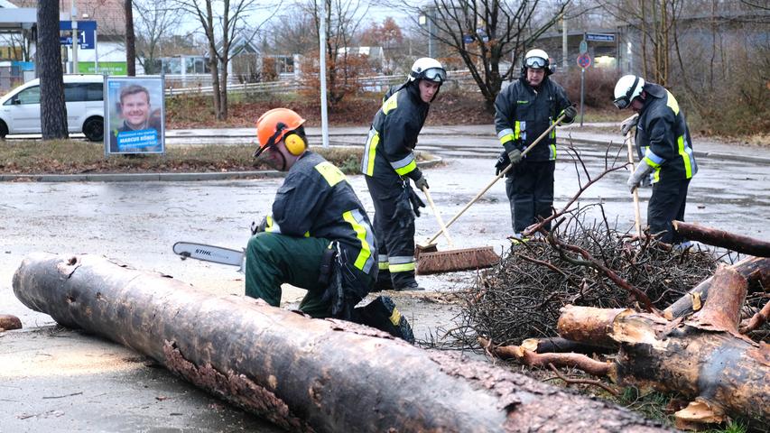 Es gab jede Menge umgefallene Bäume. Größere Schäden oder Verletzte blieben laut Polizeiangaben jedoch in der Region aus.