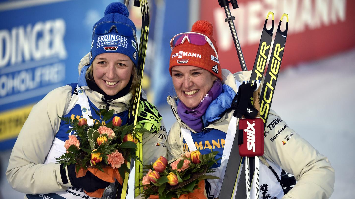 Franziska Preuß (links) und Denise Herrmann feiern den ersten deutschen Damen-Doppelsieg seit mehr als einem Jahr.