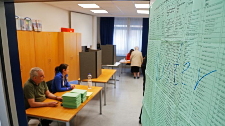 Wahlsonntag in Bayern - und auch in Nürnberg geht's deshalb um wichtige Posten. Auf Ulrich Maly wird ein neuer Oberbürgermeister - oder eine neue Oberbürgermeisterin - folgen. Die Kandidaten haben bereits fleißig ihre Stimme abgegeben. Neben Stiften und tischdeckengroßen Wahlzetteln waren in den Wahllokalen aber auch Handschuhe und Desinfektionsmittel gefragt.