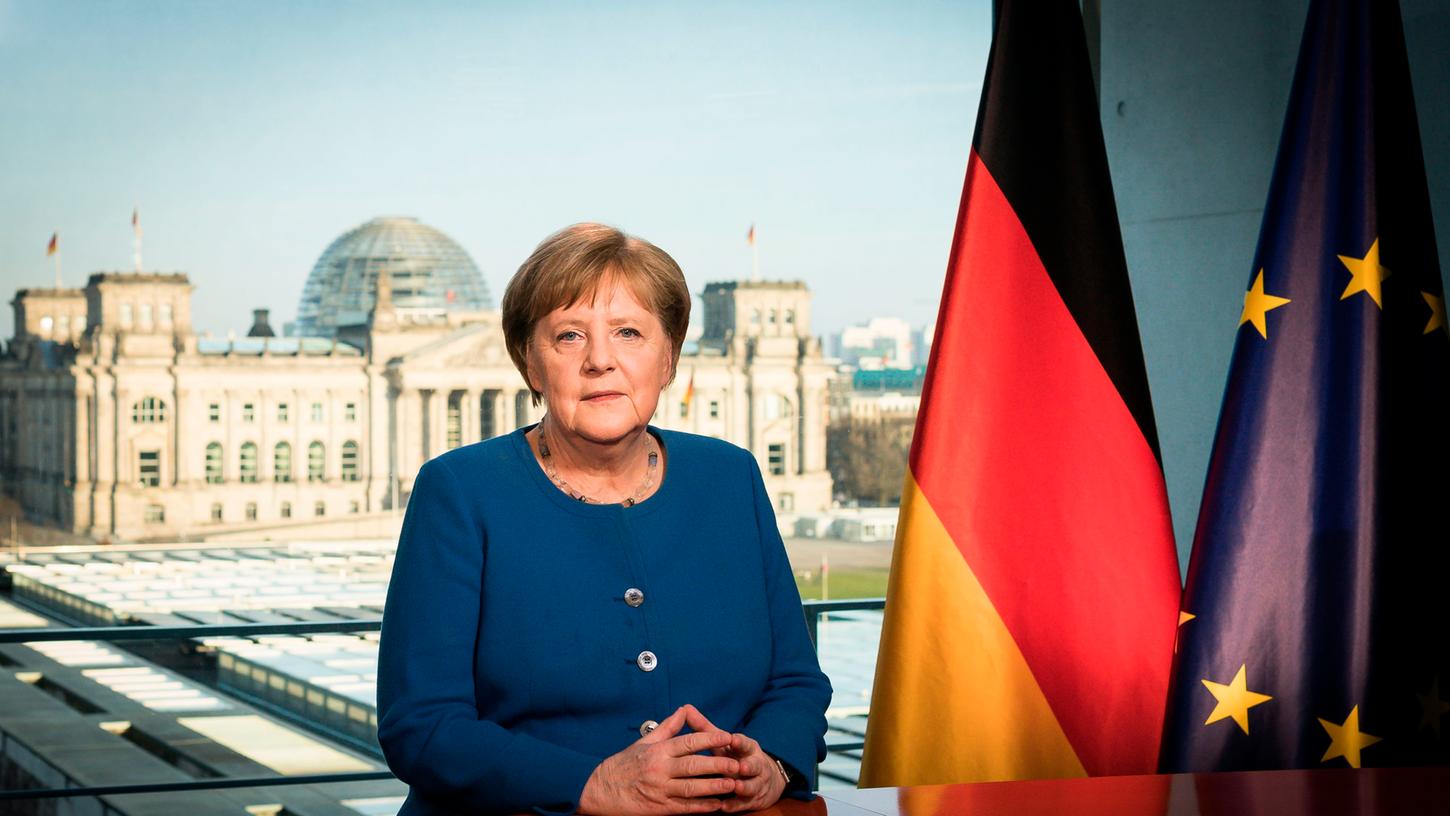 Angela Merkel bei ihrer TV-Ansprache.