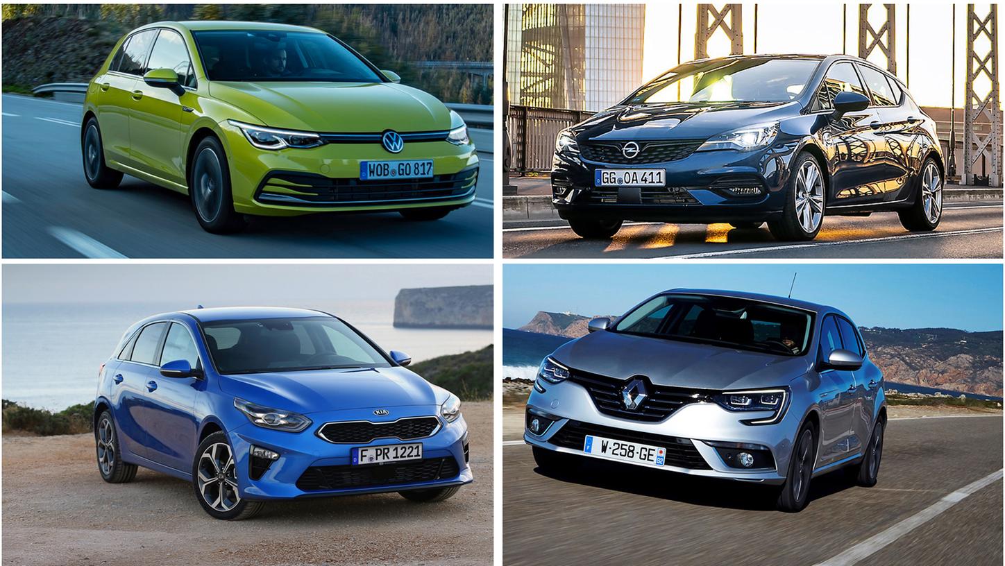Im Vergleich: VW Golf, Opel Astra, Kia Ceed und Renault Mégane 