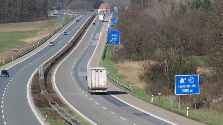 So sieht man die Autobahn fast nie: Auf der A 3 bei Höchstadt fahren so gut wie keine Autos.