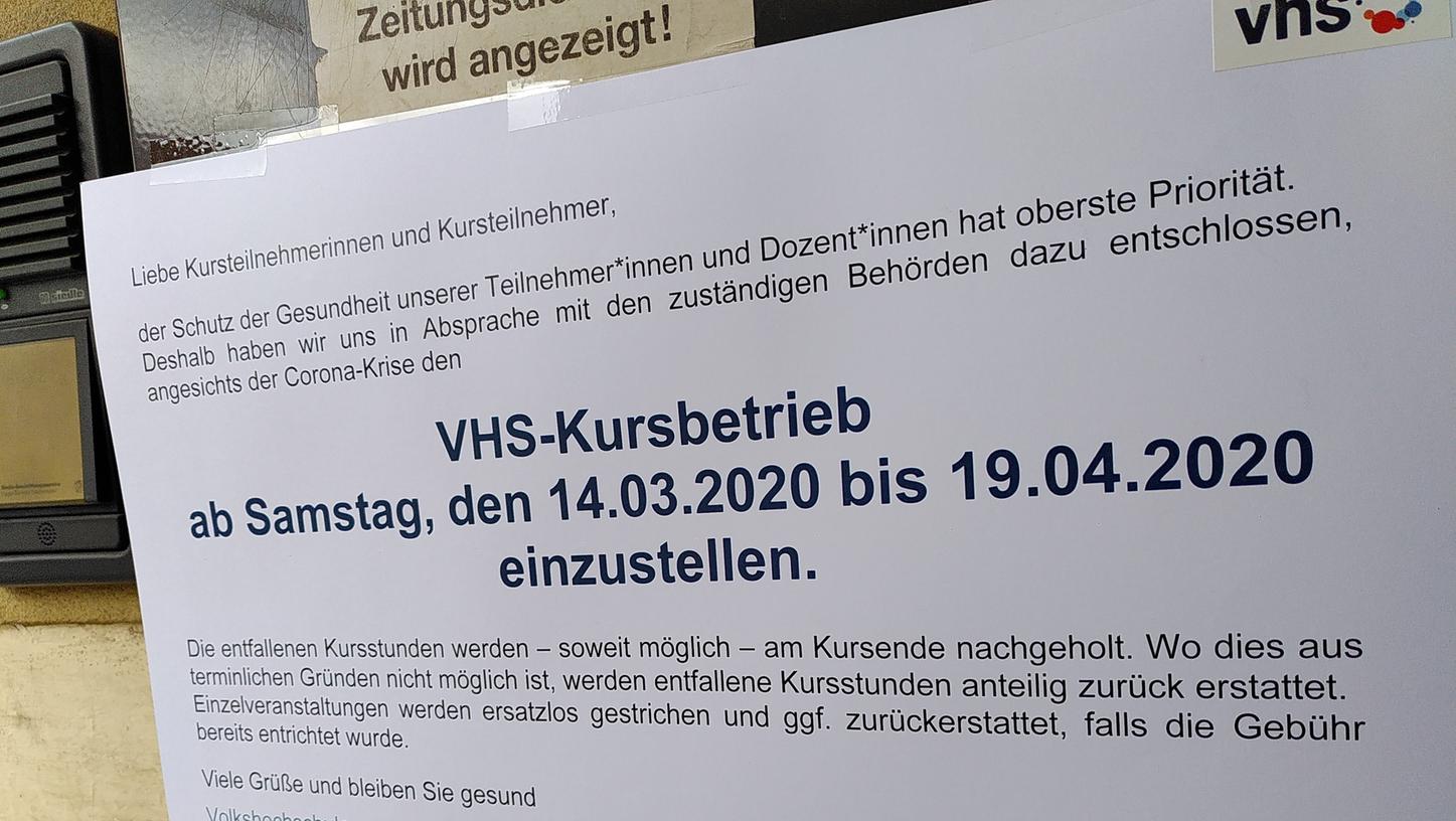 Zunächst hatte die VHS entsprechend der Anordnung der Staatsregierung die Kurs bis 19. April ausgesetzt. Da die Corona-Krise anhält, können die Kurs nach derzeitgem Stand bis Pfingsten nicht stattfinden.